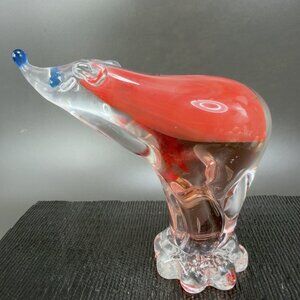 Italian Art Glass Bear Sculpture Figurine Paperweight Glass Venetian Glass VTG